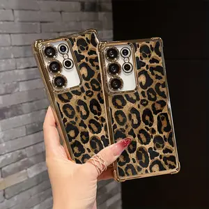 Fashionable Leopard Print Phone Case Compatible with for samsung for galaxy S25 S24 S23 S22 S21 FE Ultra Plus 4G 5G, Featuring a Transparent Soft Back for Drop