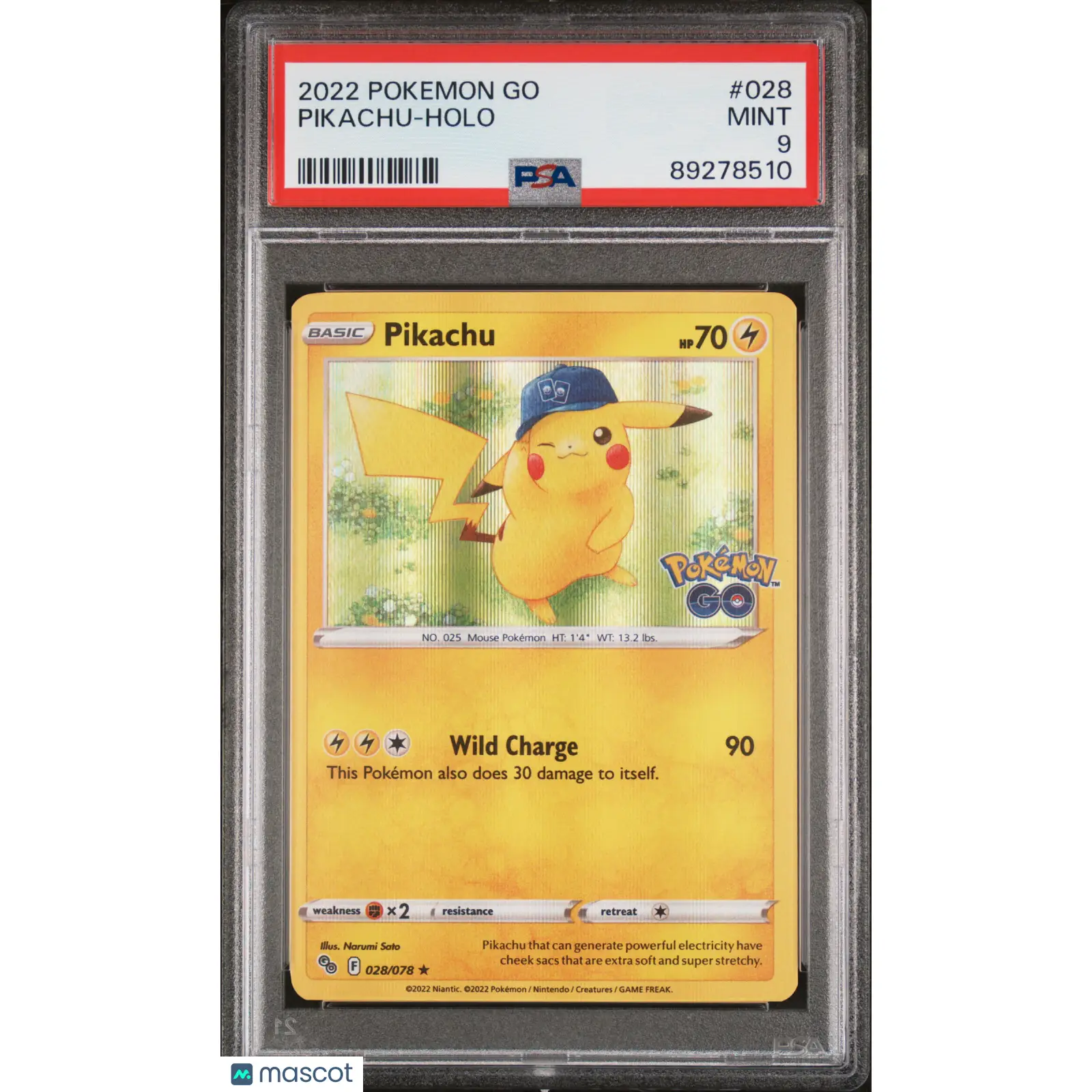 PSA 2022 Pokémon GO TCG Pikachu #028 9 Graded Card