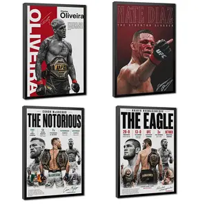UFC Legendary Canvas Poster Set  Oliveira, McGregor, Nurmagomedov & Diaz Wall Art, Data and Signed Prints, Suitable for MMA Fans' Gyms and Men's Rooms, a Perfect Gift for UFC Enthusiasts