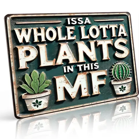 American Retro Waterproof Rust-free Aluminium Metal Wall Sign - 8x12in Funky Home Decor, 3D Bold Letters, Gift-ready Novelty Plaque for Plant Enthusiasts' Indoor/Outdoor Plants Room Vibe