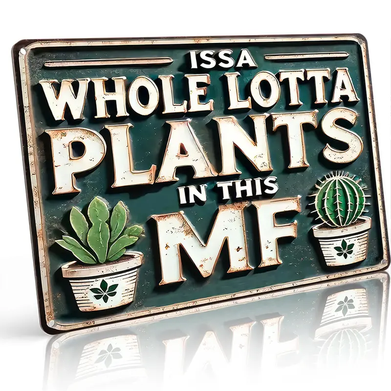 American Retro Waterproof Rust-free Aluminium Metal Wall Sign - 8x12in Funky Home Decor, 3D Bold Letters, Gift-ready Novelty Plaque for Plant Enthusiasts' Indoor/Outdoor Plants Room Vibe