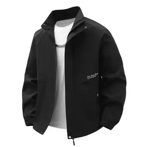 Men's Casual Sports Jacket |   100% Polyester |   Red with Stand Collar |   Zip-Up Closure |   Adjustable Cuffs & Hem |   Letter Pattern |   Ideal for Spring/Autumn Outdoor Activities, Athletic Jacket