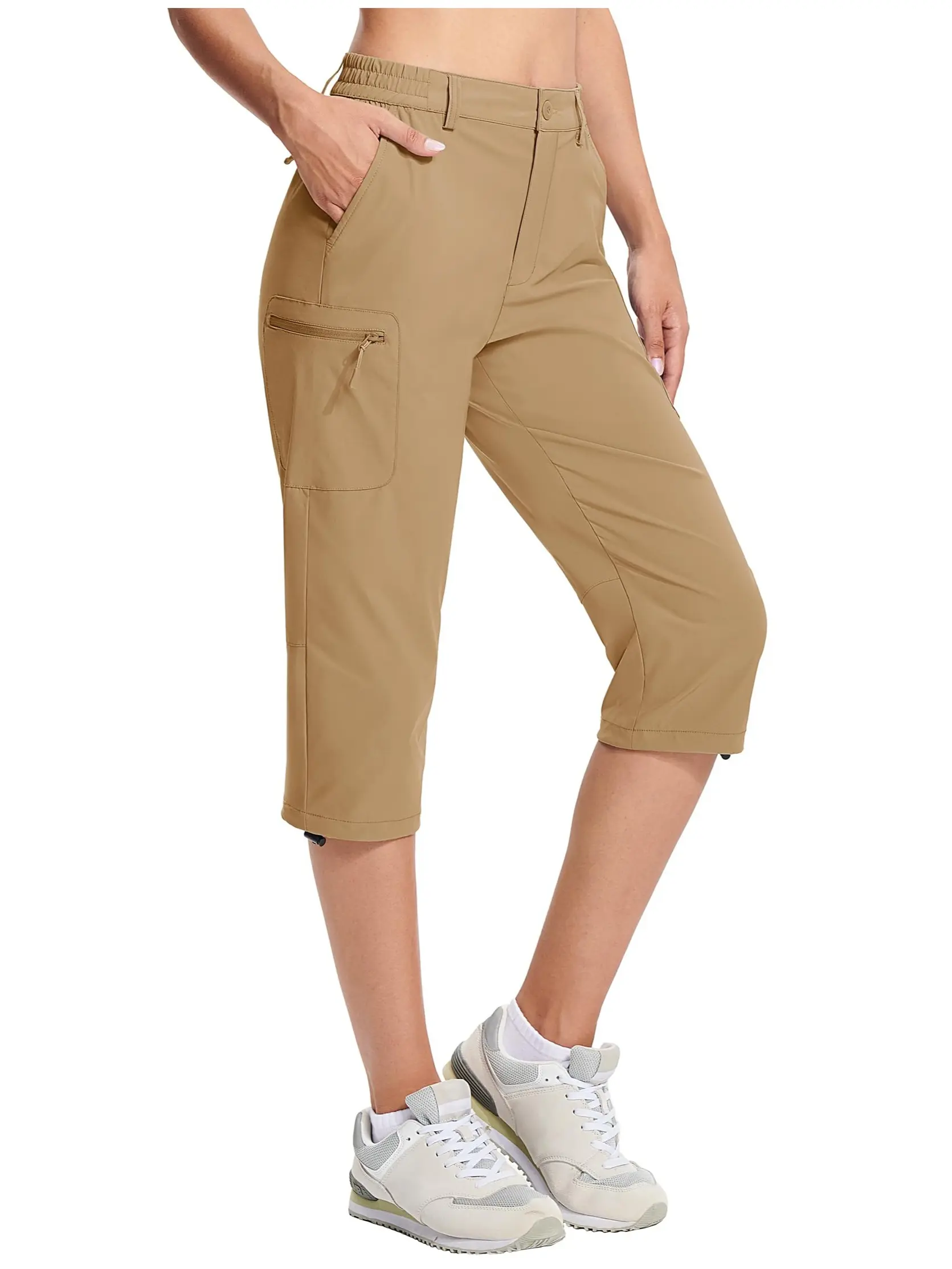Cotrasen Women's Hiking Capris Pants Cargo Lightweight Stretch Water Resistant Joggers with 5 Pockets for Outdoor