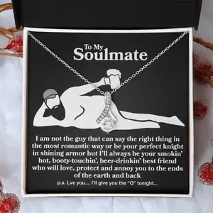 To My Soulmate Necklace, Wife Necklace, Wife Gifts, Anniversary Gift For Wife, Wife Birthday Gift, Gift for Wife, Mothers Day Gifts for Wife, Wedding Anniversary Romantic Gifts for Her.No card