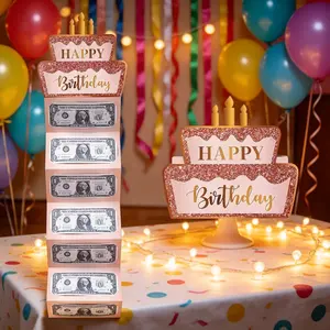 Birthday Greeting Card Set, Money Card with Envelope, Foldable Card, Vertical Cards, Birthday Celebration Supplies, Unique Creative Cash Holder