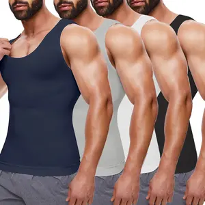 CATTIBOR 1/2 PACK Menswear Compression Vest Shapewear Tanks Tops,Sport Vest Body Shaper Tummy Control Tops for Running Fitness Menswear Underwear,Back to School Outfits Springtok