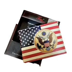 American Flag wallet American Eagle wallet two side printed with Logo Faux Leather Graphic  Design  Gift boxed
