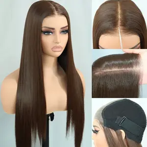 Wear And Go Synthetic 9x7 Glueless Lace Front Straight Wig Pre Plucked Pre Cut Vivid Self Growing Clean Hairline with Tiny Knots High-quality heat-resistant synthetic hair