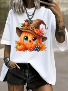 Women'S  Unisex Halloween T-Shirt _ Cute Pumpkin W