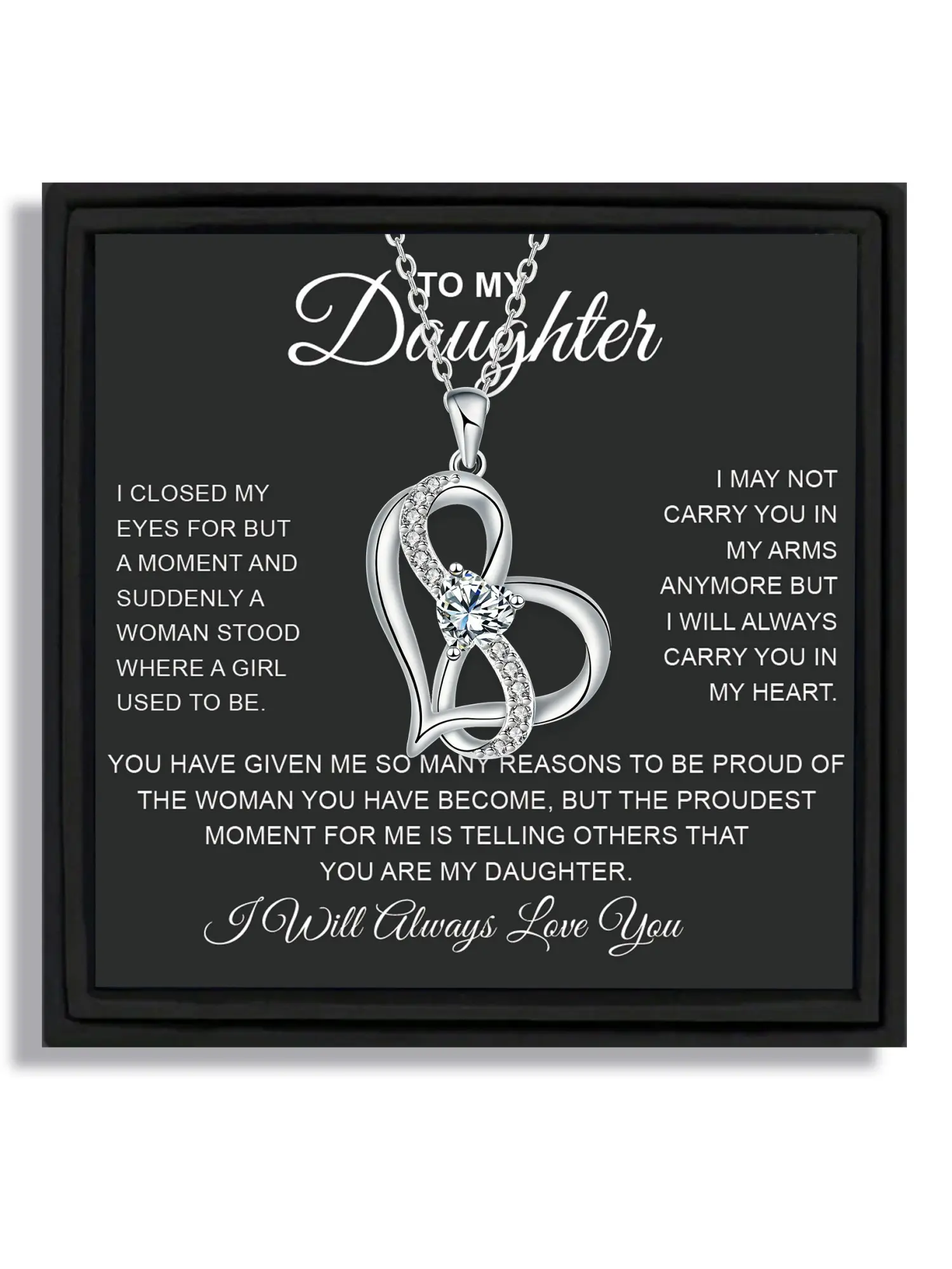 1 piece silver infinity heart pendant necklace birthday holiday suitable for mother to daughter gift box with blessing card and box Exquisite Jewelry Gift