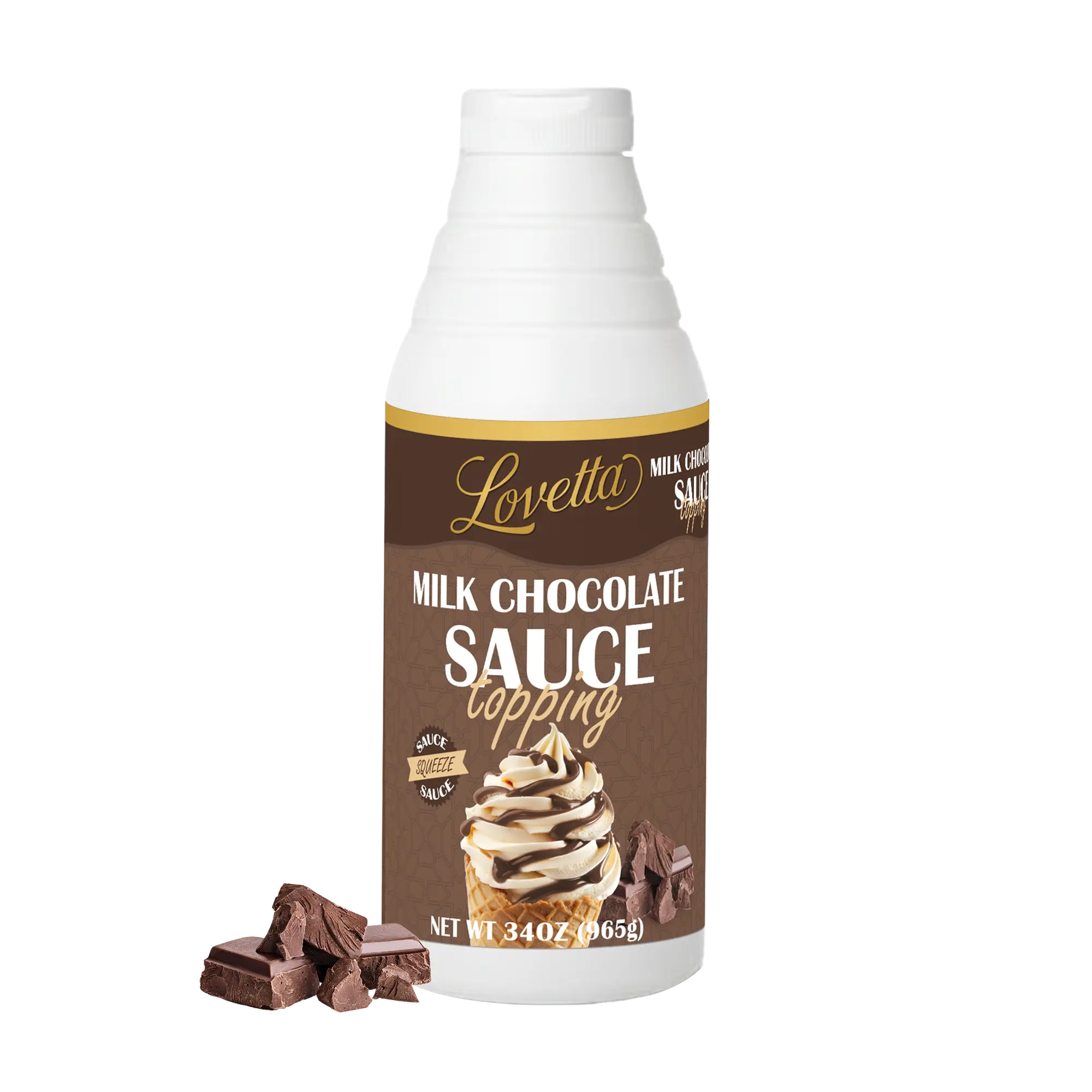 Lovetta Milk Chocolate Sauce Bulk 34oz (1L) Bottle – Smooth Gourmet Milk Chocolate Dessert Drizzle, Sweet Chocolate Topping for Crepes, Waffles, Ice Cream, Coffee & Pastries – Ready to Use