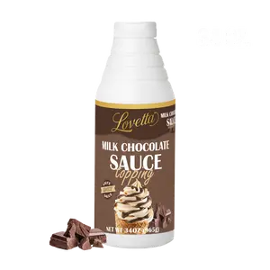 Lovetta Milk Chocolate Sauce Bulk 34oz (1L) Bottle – Smooth Gourmet Milk Chocolate Dessert Drizzle, Sweet Chocolate Topping for Crepes, Waffles, Ice Cream, Coffee & Pastries – Ready to Use