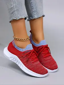 Women's Fashionable Lace Up Low Top Sneakers, Casual Comfortable Breathable Lightweight Sports Running Shoes, All-match Basic Shoes for Daily Wear
