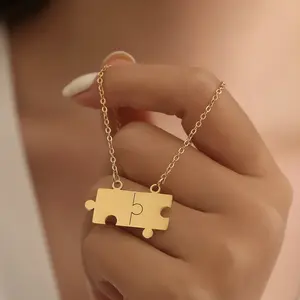 Stainless Steel Fashion Creative Geometric Square Puzzle Pendant Necklace Jewelry
