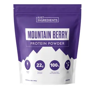 Just Ingredients Mountain Berry Protein – 30-Serving Blend with 100% Grass-Fed Whey & Organic Plant Proteins – Mixed Berry Flavor with Real Fruit – Supports Muscle Recovery, Energy*