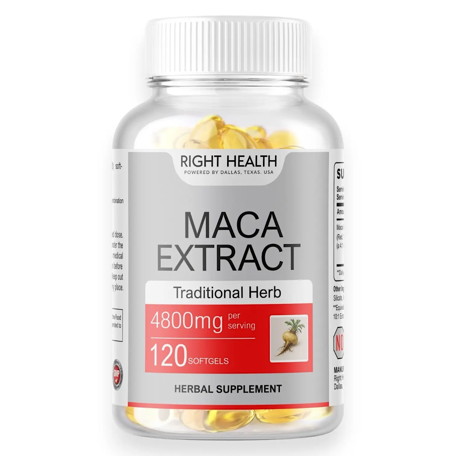 Peruvian Maca Root Softgels 4800mg, Daily Botanical Supplement for Men & Women, Non-GMO, Gluten Free, 120 Softgels