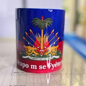 Haitian Flag Mug My Flag My Pride Ceramic Drinkware First Black Republic Haiti Strong Royal Blue or Republic Red Durable Microwave Safe Gift for Haitian Independence Day Coffee