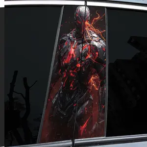 2PCS Cyberpunk Mechanical Warrior Car Sticker - Lacquer - Domineering - Theme - Personality - Domineering - King - Halloween