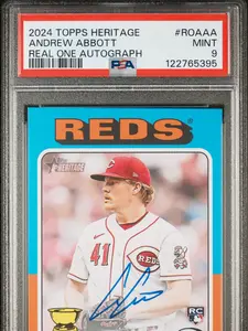 Topps 2024 Heritage Andrew Abbott On Card Auto Graded PSA 9 Real One Autograph Mint Condition RC Card ROAAA 122765395