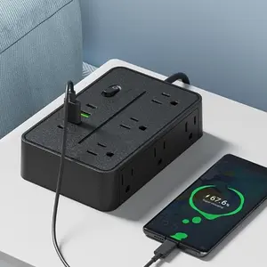 Power Strip Us Plug 10 Port USB C PD Charging, Multi Outlet Desk Power Solution, 78 Inch Cord, Ideal for Office Use