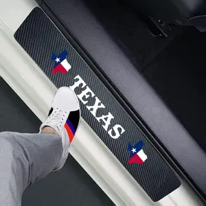 Texas State Flag pcs Carbon Fiber Car Door Sill Plate Protectors, Sticker Decorative Door Entry Guard Door Threshold Scratch Pad Film for Auto Truck SUV (Texas)