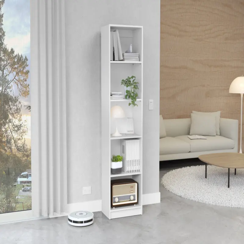 Bellemave Vinton XS Compact White Pine Indoor Bookshelf Book Rack - 5 Spacious Shelves, 13.6H x 16.5W x 11.65D in, Stable Simple Setup Home Library Small Space Storage Solution, Assembly Required, Clutter-Free Environment