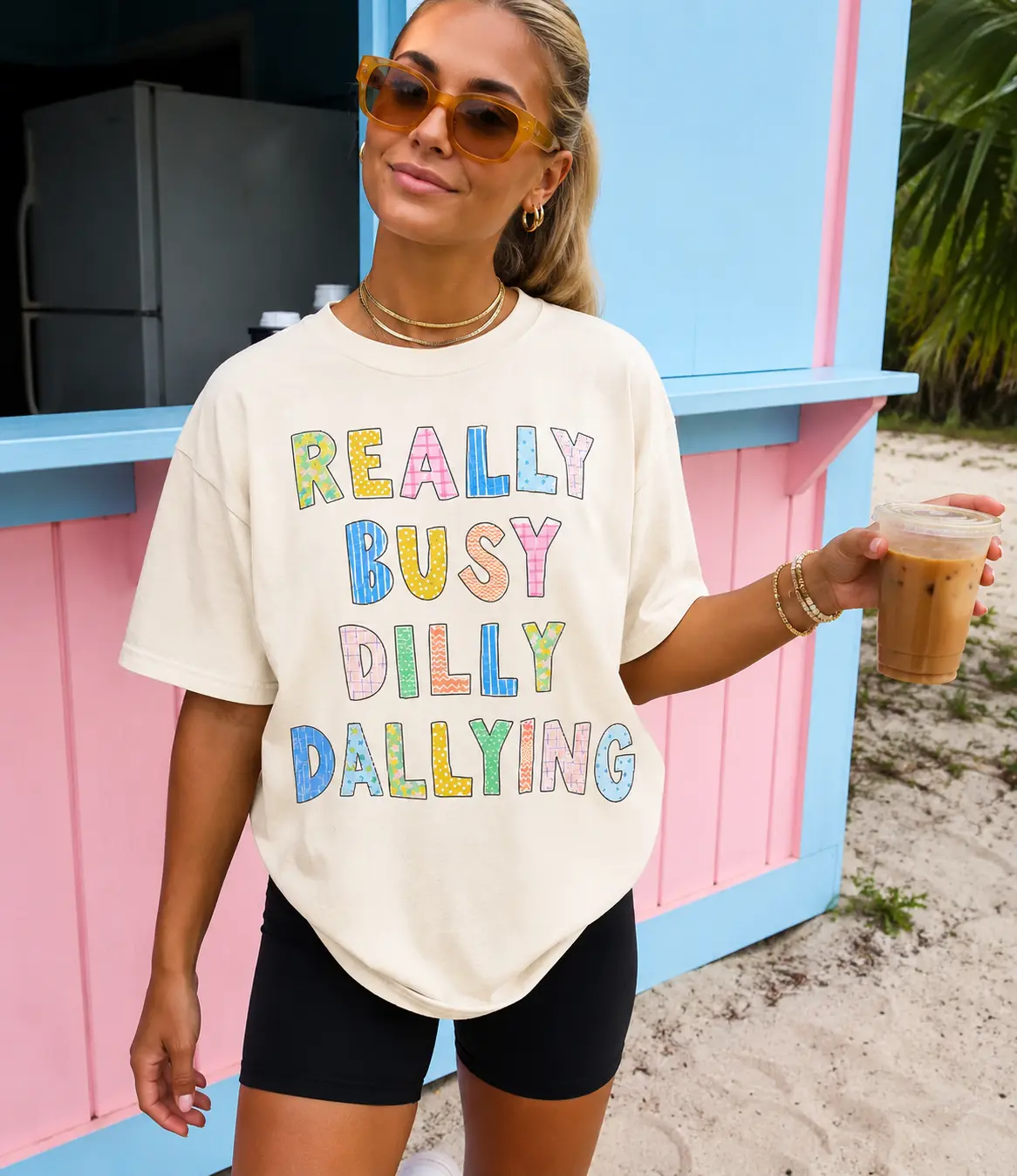 Really Busy Dilly Dallying Tee – Funny Colorful Graphic Shirt