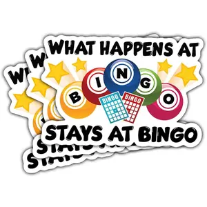 What Happens at Bingo Stays at Bingo Sticker Funny Bingo Games Bingo Player Bingo Lover Gift Stickers What Happens at Bingo Stays at Bingo Decal for Laptop Bottle Phone Car Hard Hat 3"x3" Z