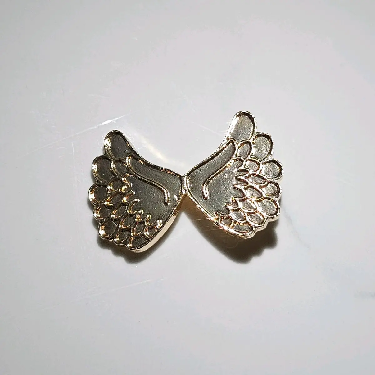 Gold Wings Metal Croc Charm