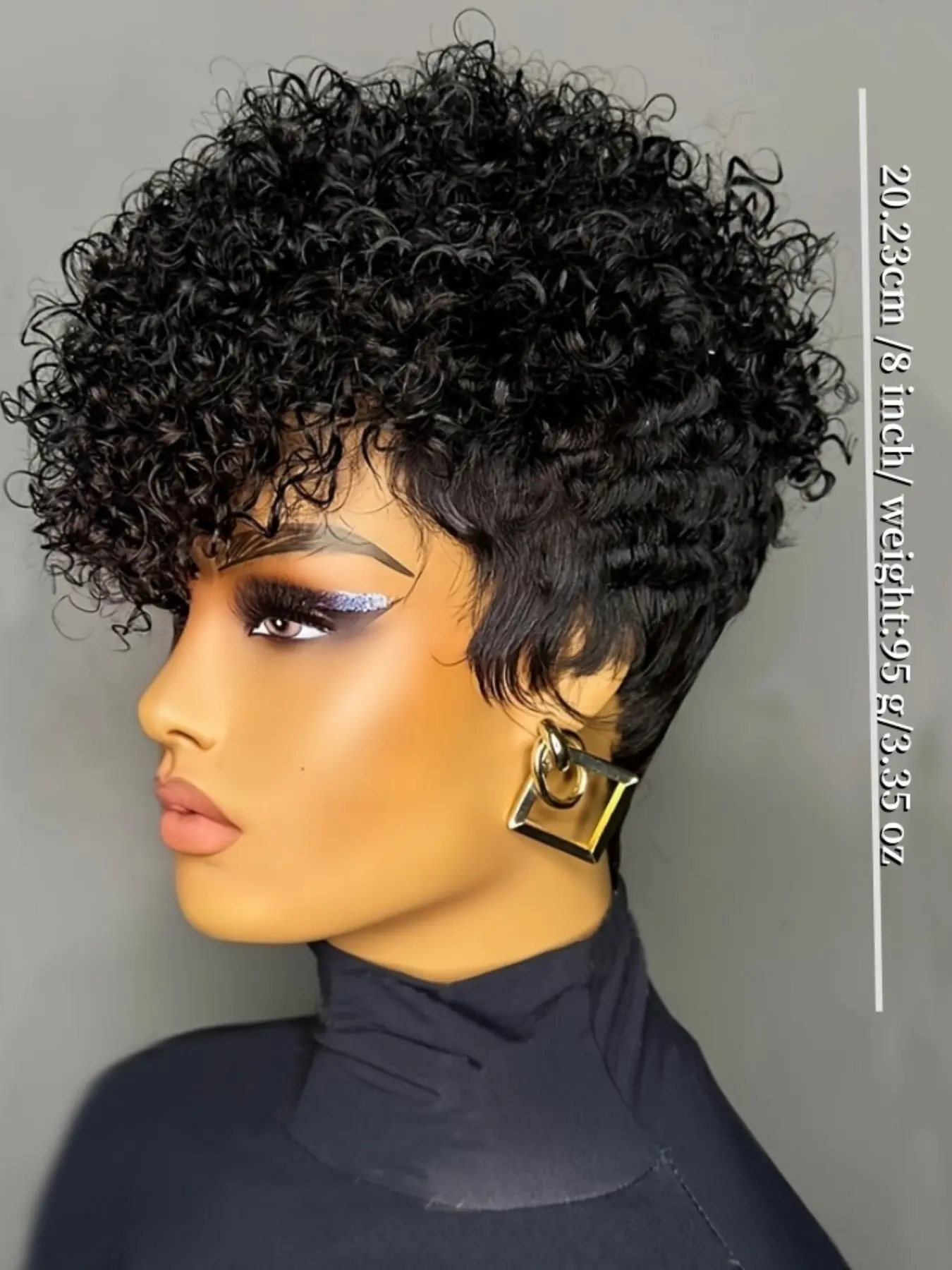 Short Pixie Wig Curly Cut Human Hair Glueless Chic Elegant Full Cap Daily Use Chic Elegant Pixie Cut Wigs for Black Women Natural 1B Color  main image 3