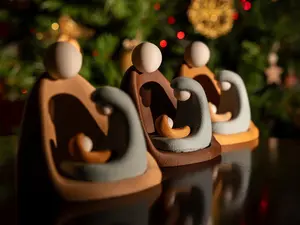 Minimalist Nativity Christmas Decor, 3D Printed Holy Family Figurine, Modern Catholic Nativity Set, Neutral Christmas Table and Mantel Decor