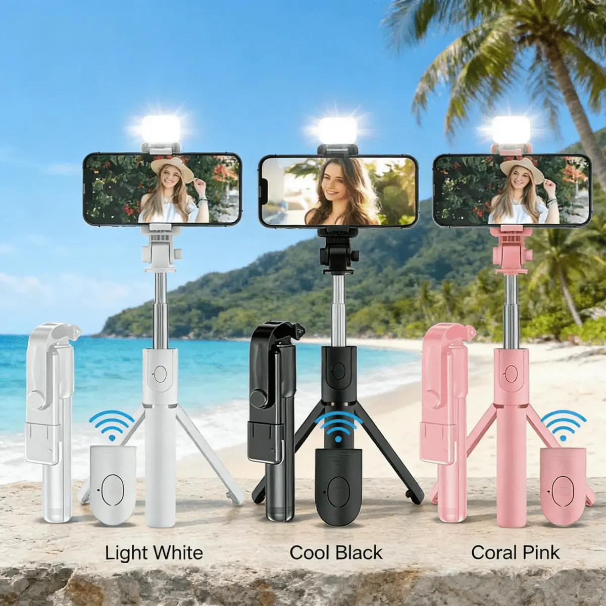 40" Selfie Stick Tripod with Fill Light, Bluetooth Remote & 360° Rotation Phone Tripod Stand for TikTok Live, Vlog, Travel and Outdoor Shooting