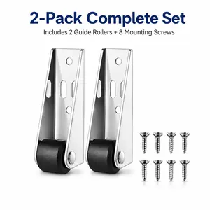 Vertical Track Roller Wheel, Heavy Duty 110LBS Sliding Door Bottom Guide, Anti-Wobble Door Stop, Nylon Wheel & Aluminum Bracket, Smooth Quiet Sliding, Easy to Install Replacement Parts for Barn Door, Interior Door, Wardrobe, Cabinet, Closet Organizer