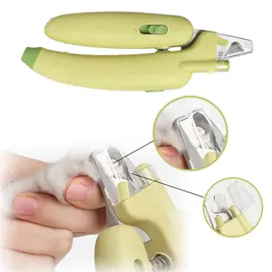 LED Pet Nail Clippers with UV Light & Nail File Stainless Steel for Dogs and Cats Green Grooming Kit Sharp Blades Safety Lock Comfortable Handle