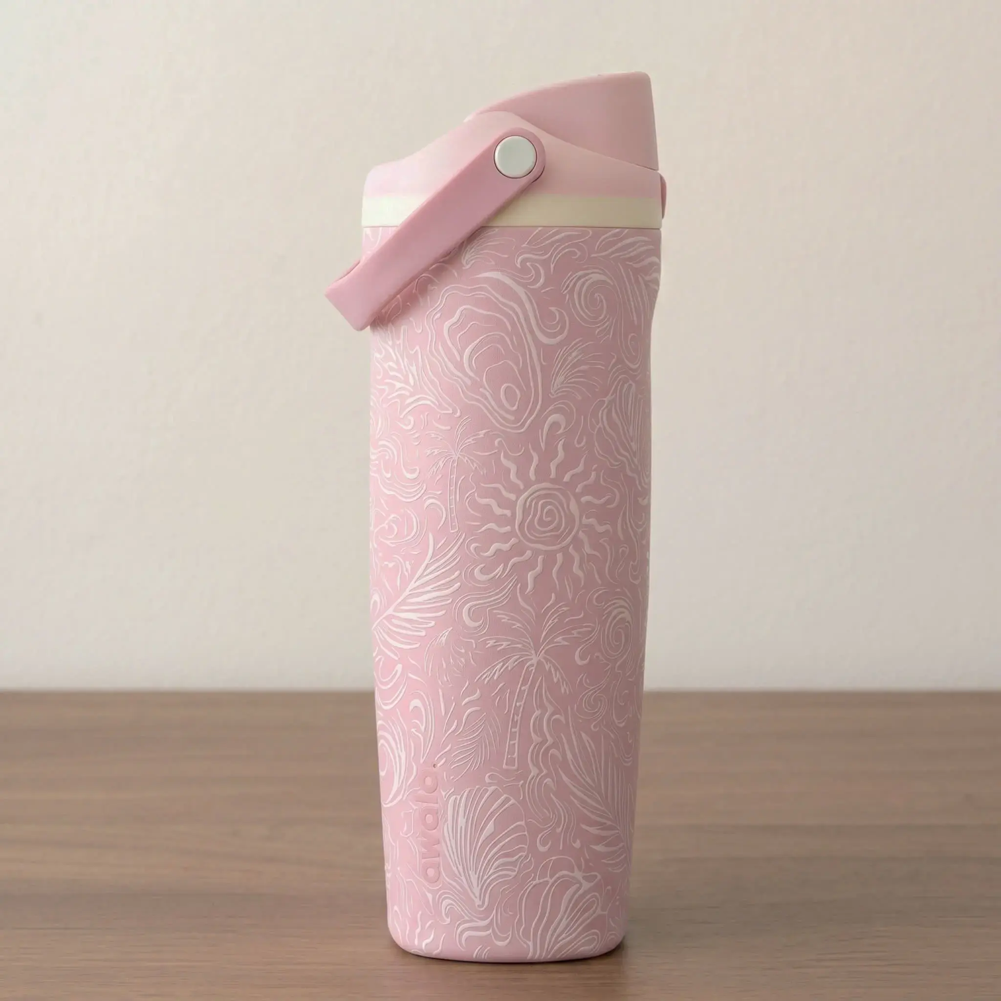 Owala FreeSip Sway 30 oz Pink Water Bottle with Beach Design
