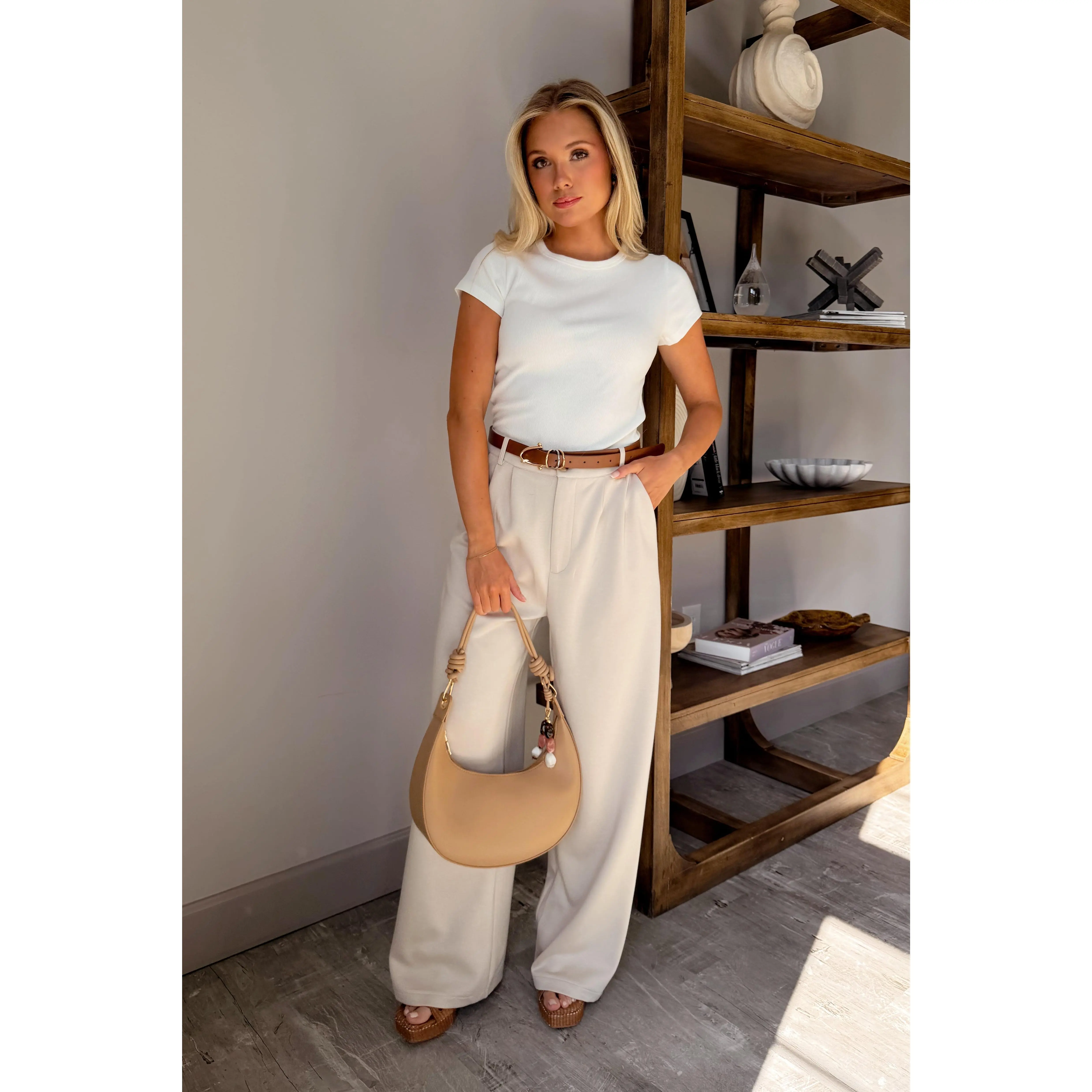 Tatum Light Taupe Wide Leg Pants