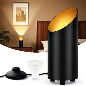 Uplighting Indoor, 7W Floor Can Lights with 2700K LED GU10 Bulbs, IP44 Waterproof Uplights Spotlight for Dark Corner Sofa House Plant Wall Artwork Indoor, 6.5FT Plug Cord & Foot Switch, Black