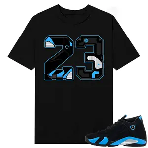 Unisex T-shirt To Match Sneakers Jordan 14 Black & University Blue - 23 Sole. 100% Cotton for Casual Wear. Comfortable Summer Unisex T-Shirt to match Jordan Sneaker. Streetwear Style. urban outfitters