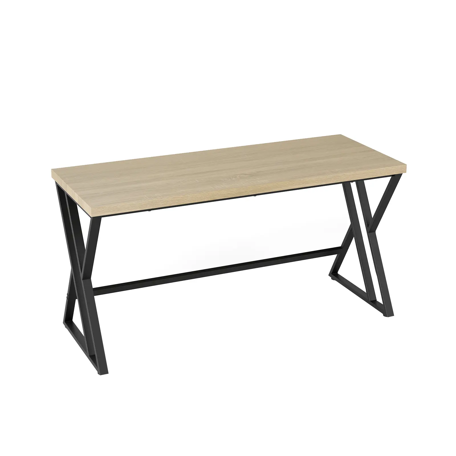 COSTWAY - 59 Inch Computer Desk with Heavy-duty Metal Frame and Crossbar-Gray