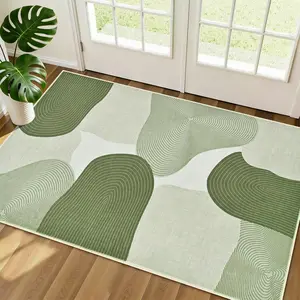 Entryway Rug 2x3 Abstract Washable Rug, Green Rugs for Entryway, Non Slip Door Mat Indoor Entrance, Low Pile Small Area Rugs for Kitchen, Laundry, Entry, Green