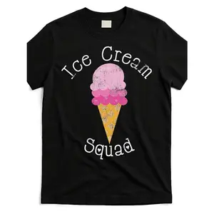 Ice Cream Squad Graphic T-Shirt Black Street Trending Style Unisex Tee with Bold Ice Cream Cone Design Short Sleeve Round Neck Casual Top for Men & Women Machine Washable Ice Cream TComfortable Tee Graphic Print Shirt AllSeason Tee for Everyday