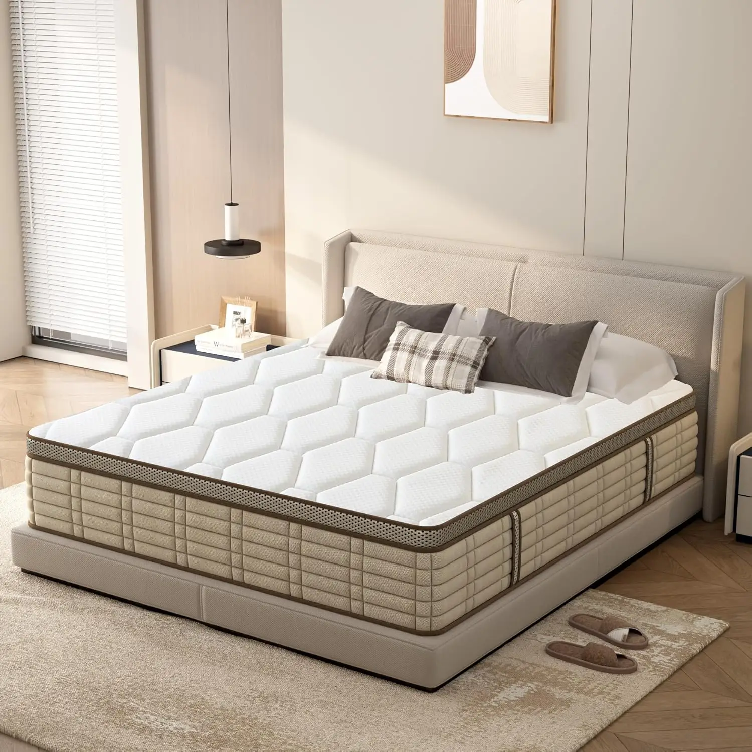 Soges Hybrid Mattress in a Box: 10-12 Inch Medium Firm with Sturdy Edge Support, Cooling & Pressure Relief, Fiberglass-Free, Breathable Knit Top Cover