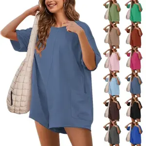 Women's oversized jumpsuit, casual sports jumpsuit, workwear, sports hot T-shirt jumpsuit, round neck cute shirt, women's clothingRAIMENTRY