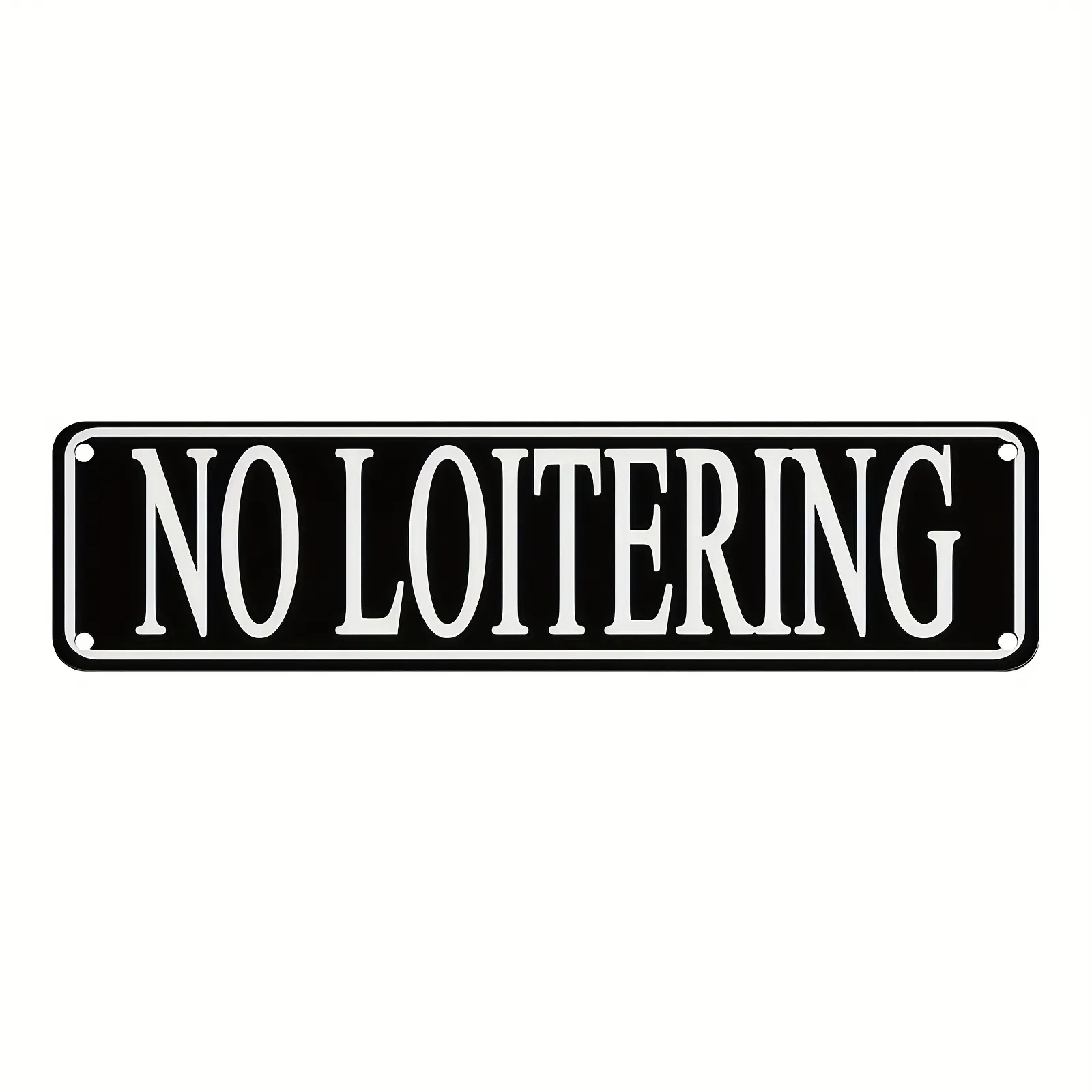Vintage No Loitering Aluminium Metal Rectangle Sign - 16x4 inch Retro Wall Hanging Decor, Bold Black Classic Font, Durable Weather-Resistant, Easy Hook Installation for Home (Vintage Appeal, Indoor/Outdoor Use, Frameless)