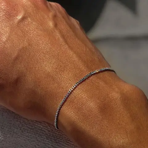 Men's Summer 2024 Street Hip Hop Style Trend Link Bracelet, Metal Bracelet, Minimalist Plain All-match Bracelet, Fashion Stainless Steel Jewelry As Birthday Gift for Boyfriend