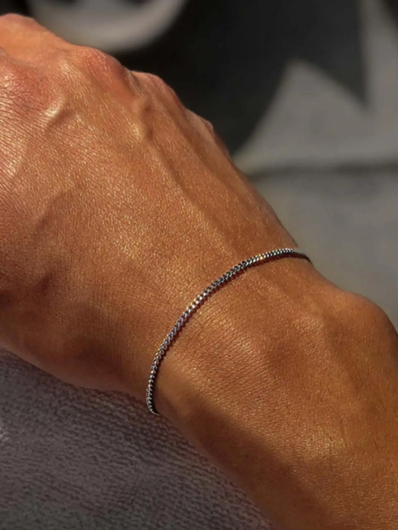 Men's Summer 2024 Street Hip Hop Style Trend Link Bracelet, Minimalist Plain All-match Bracelet, Fashion Stainless Steel Jewelry As Birthday Gift for