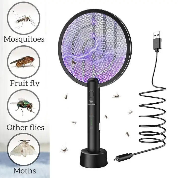 4000V Electric 2-in-1 Insect Zapper & Killer Rechargeable 1200mAh Battery Safe 3-Layer Mesh Indoor/Outdoor Use Hanging Cordless Durable Lightweight