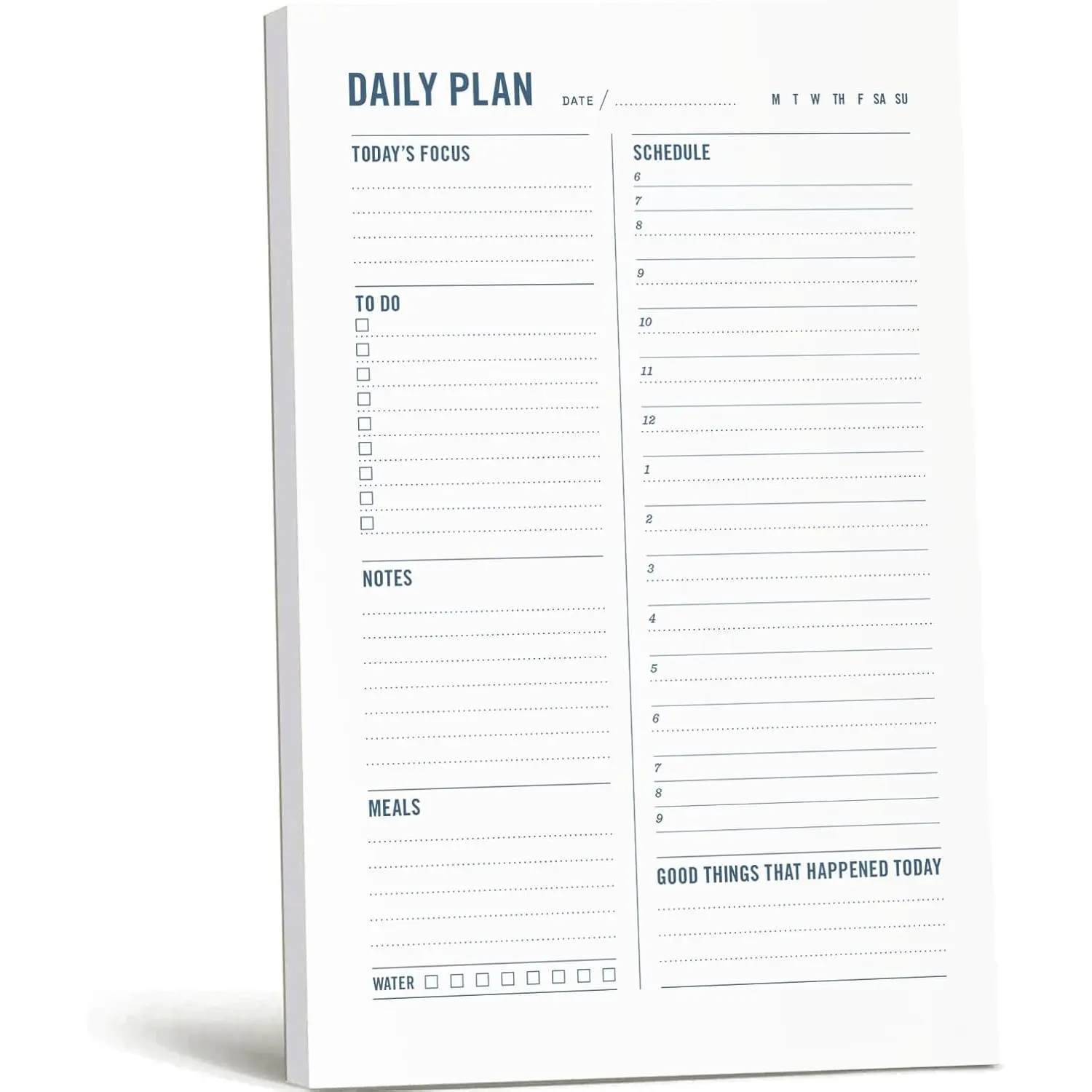 Daily Planner Notepad with Hourly Schedule -  Planner, Time Block Planning Pad, Desktop , College Supplies - 6 x 9" - 50 Undated Sheets