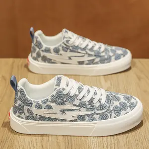 (New)Spring Summer New Men's Shoes Printed Quality Low-top Sneakers  Men's Flat Cloth Shoes