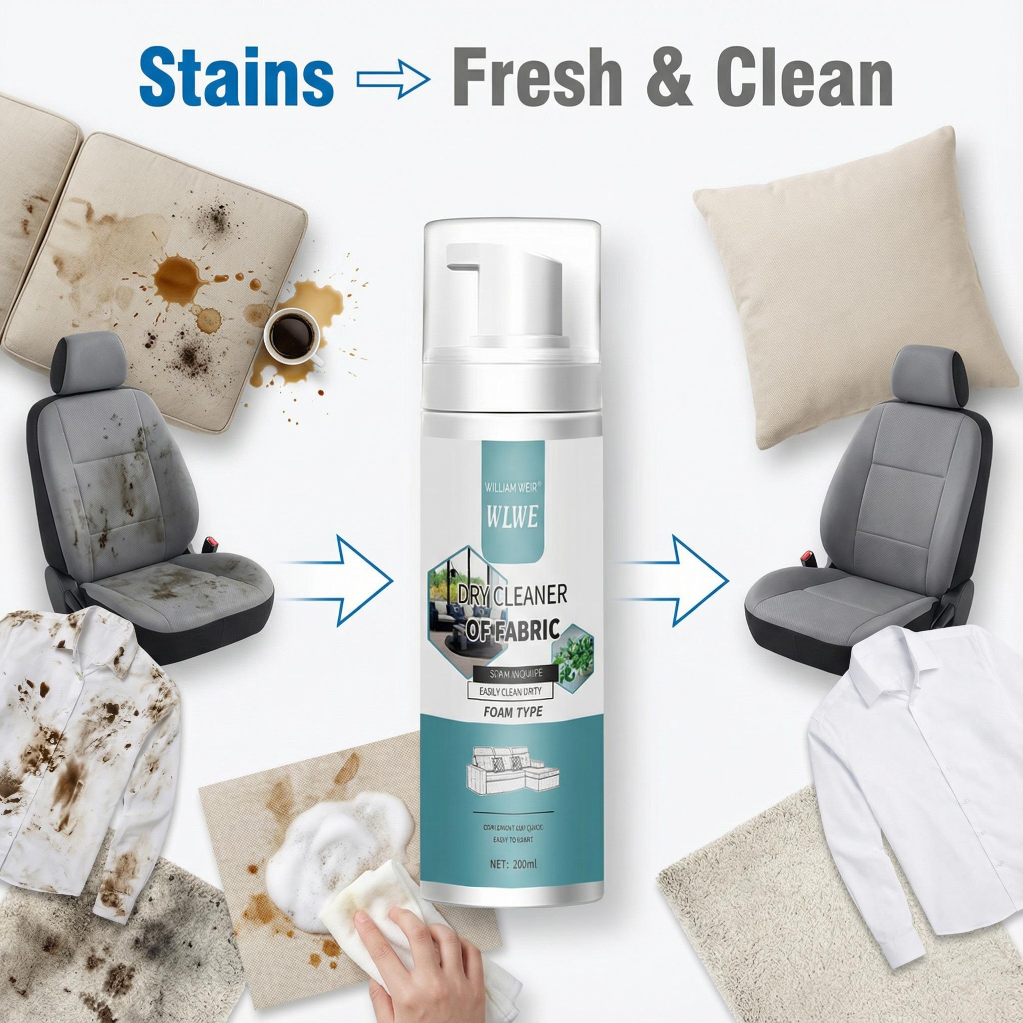 Upholstery Stain Cleaner Spray, Fabric Sofa Cleaner, Odor And Stain Remover, Kid Pet Safe Quick-Drying For Rugs Carpet Furniture And Car Seats